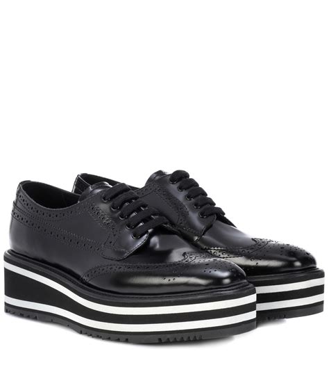 Prada: Black Platform Brogues 